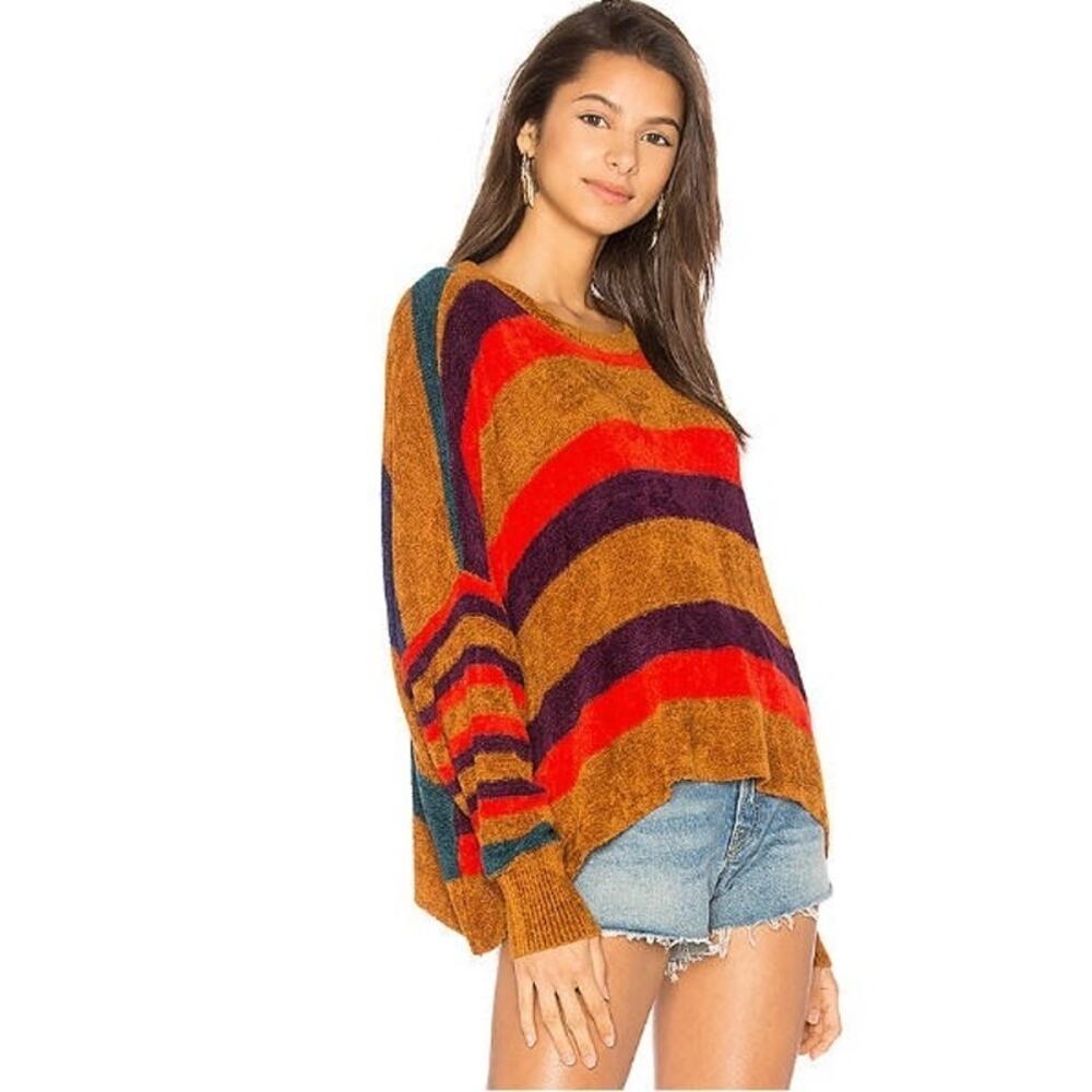 Free People Striped Chenille Oversize Sweater